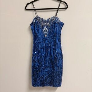 Vintage 80s Sequin Nadine Mini Dress Size S Small